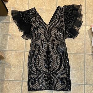 Lulu's Black and Silver Sequin Dress